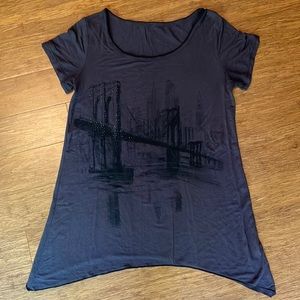 Charcoal gray hip length t- shirt